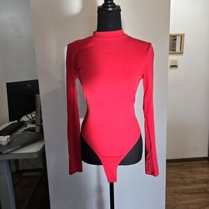 Women's Red Long Sleeve Bodysuit